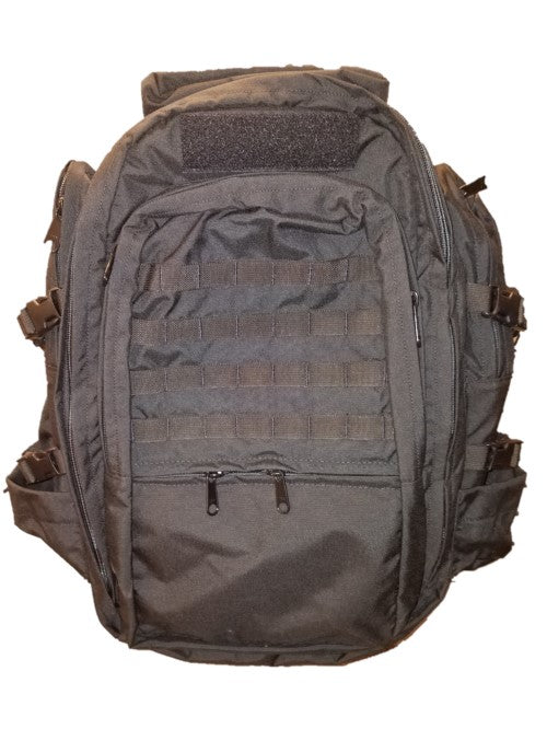 black - 40 liter backpack - hiking backpack - emergency packs - survival packs - bugout bag - 500 D - framed hiking pack - hiking equipment - outdoor life - internal frame - usa made - American made - rock ape - bigfoot - backpack - overland - e3 overland - overlander - back country gear- off road - offroad