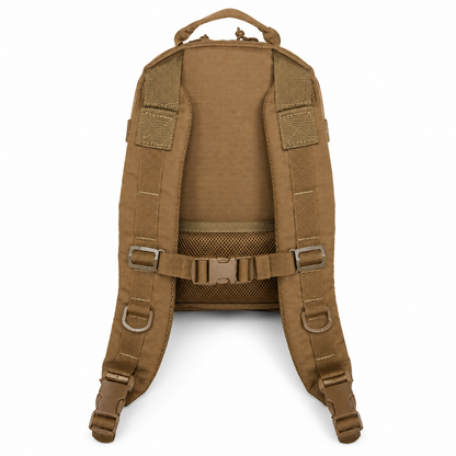 coyote Brown backpack with a visible brand squatch survival gear on a white background