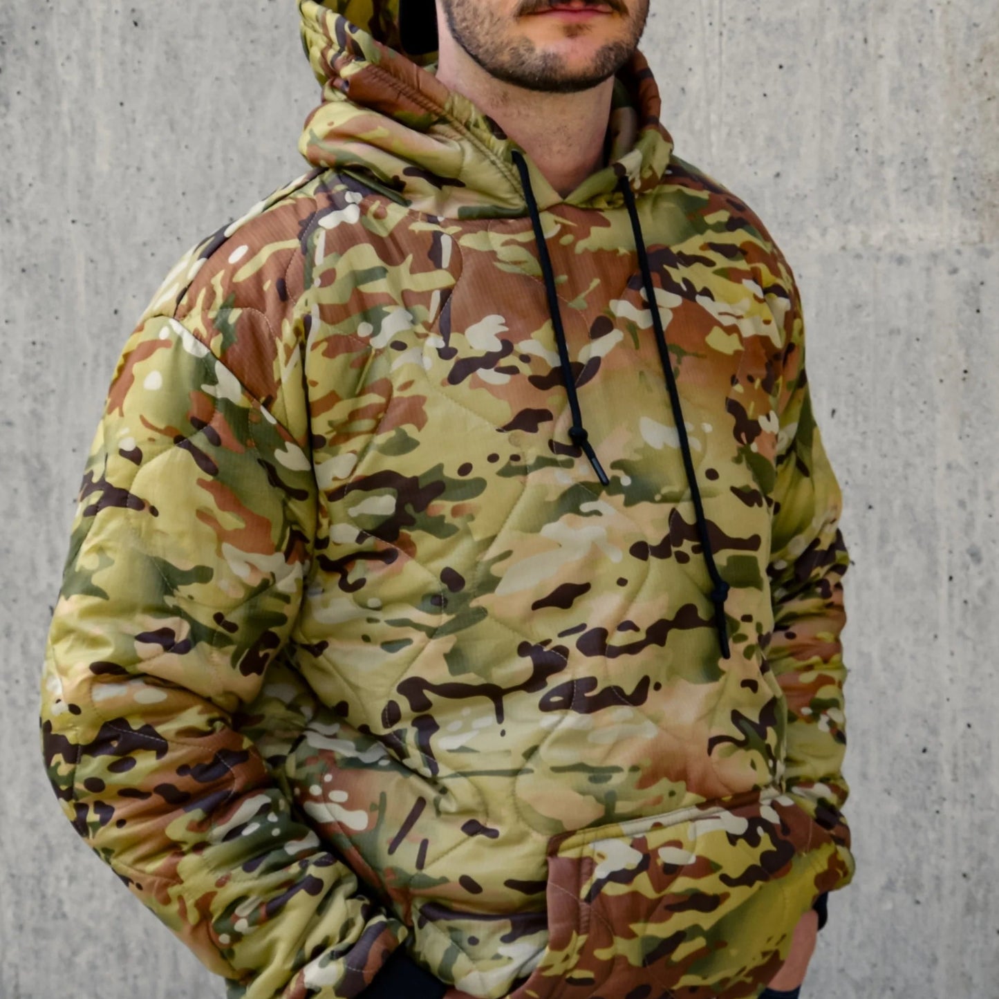 woobie hoodie - made from real poncho liners - looks similar to multicam camo made overseas limited time - limited supply