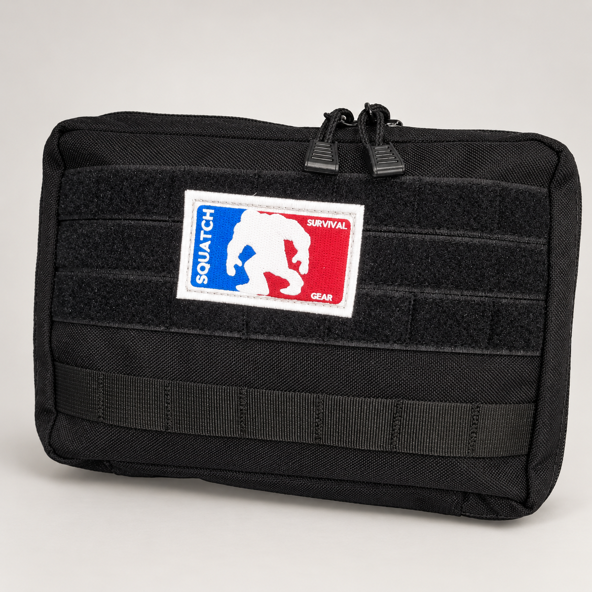 Front view of Made in USA Squatch Admin Pouch in black 1000D Cordura