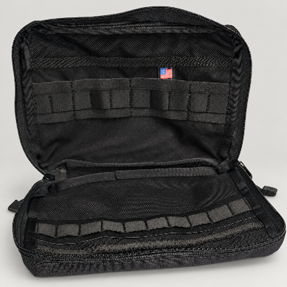 Open Made in USA Admin Pouch showing internal organizer pockets