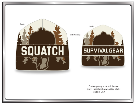 Brown Knit Skullcap Beanie – Squatch Logo Outdoor Winter Hat