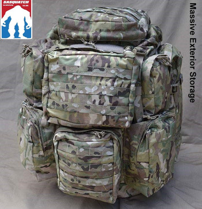 OCP Ruck sack - made in america - made in the usa -molle webbing on lid - molle webbing on two central rear facing pockets - nine external zipper pockets - Yowie Ruck sack. - SquatchSurvivalGear - moose hunter - elk hunting - buffalo hunter - deer hunter - wolf hunting -  duck hunting