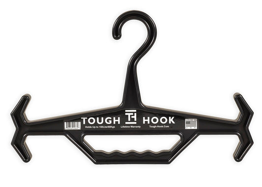 BLACK - TOUGH HOOK - HANGER - BODY ARMOR HANGER - SCUBA GEAR HANGER - WEIGHT VEST HANGER - strong hanger - gear hanger - heavy duty hanger