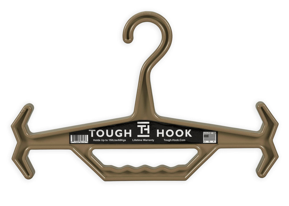 COYOTE TOUGH HOOK HANGER - BODY ARMOR HANGER - PLATE HANGER - GEAR HANGER - KIT HANGER - SCUBA GEAR HANGER - WEIGHT VEST HANGER - GO BAG HANGER - BUG OUT BAG HANGER - strong - heavy duty - gear - tactical hanger - hanger