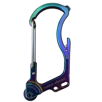 aurora firebiner - firebiner - carabiner - d-ring - fire starter - multi tool - survival tool - outdoor element - key chain