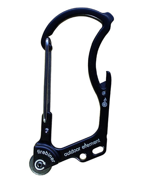 black firebiner - firebiner - carabiner - d-ring - fire starter - multi tool - survival tool - outdoor element - key chain