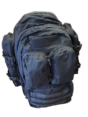 black 55 liter pack - back country gear - outdoor camping - backpack - tactical gear - tactical kit - survival offgrid survival  - pack - survival hunting gear - internet packs - squatch survival gear - made in America packs - made in the usa - 